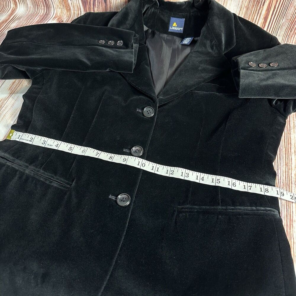 Vintage Liz Sport Size 8 Black Velvet Blazer Suit Coat Jacket Whimsigoth Witchy - Picture 6 of 10
